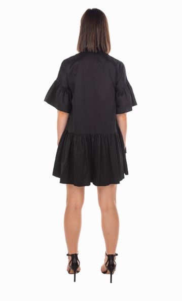 POPLIN BABYDOLL DRESS - BLACK