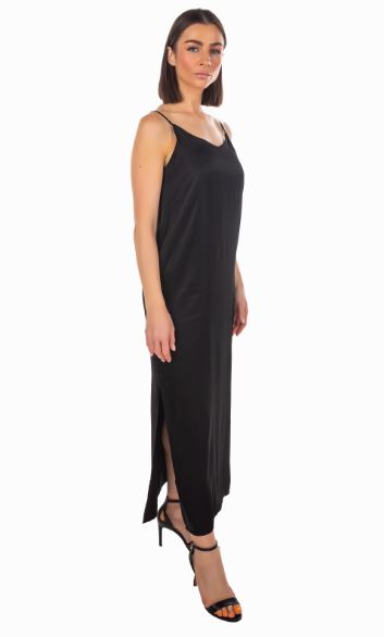 SATIN DRESS - BLACK