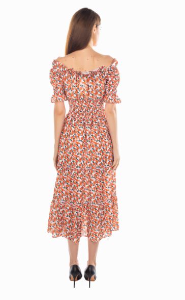 PRINTED MAXI DRESS - RED