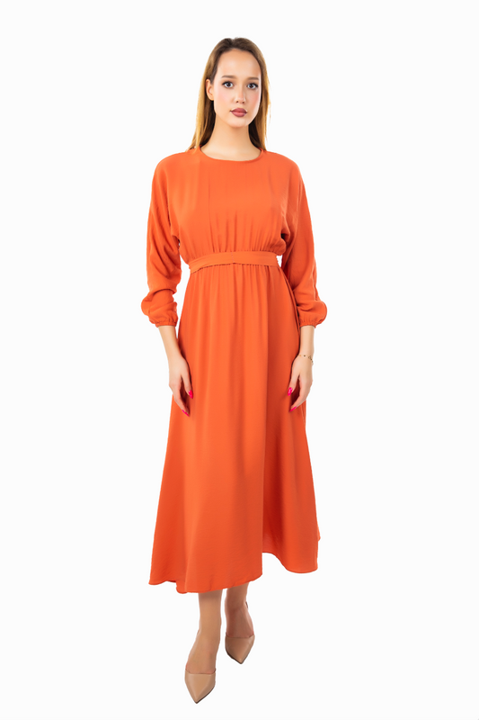 BASIC MODEST SUMMER DRESS IN TANGERINE