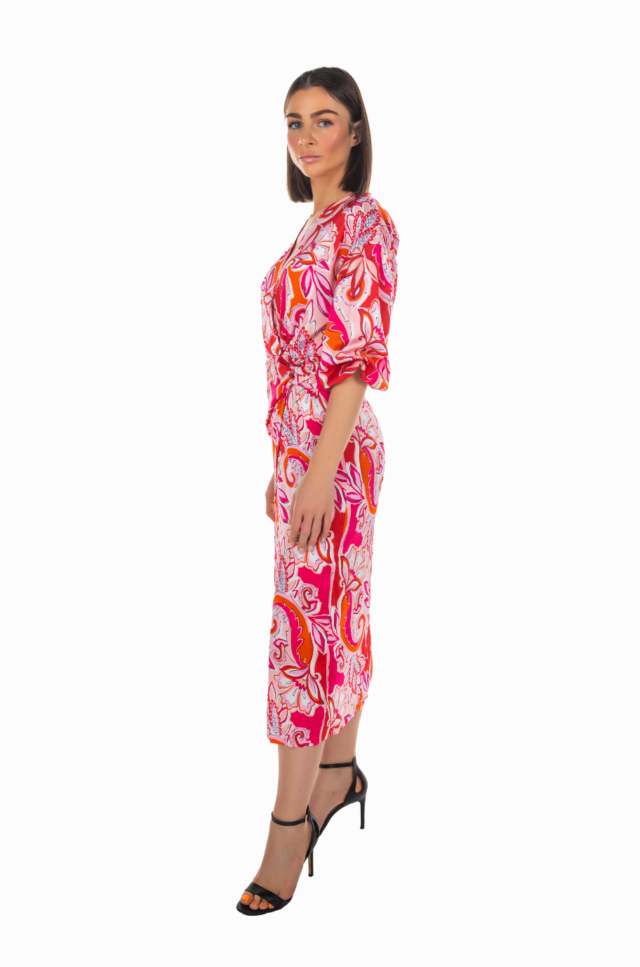 PAISLEY PRINT MIDI WRAP VISCOSE DRESS