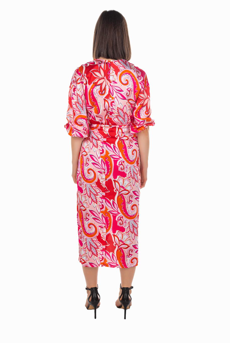 PAISLEY PRINT MIDI WRAP VISCOSE DRESS