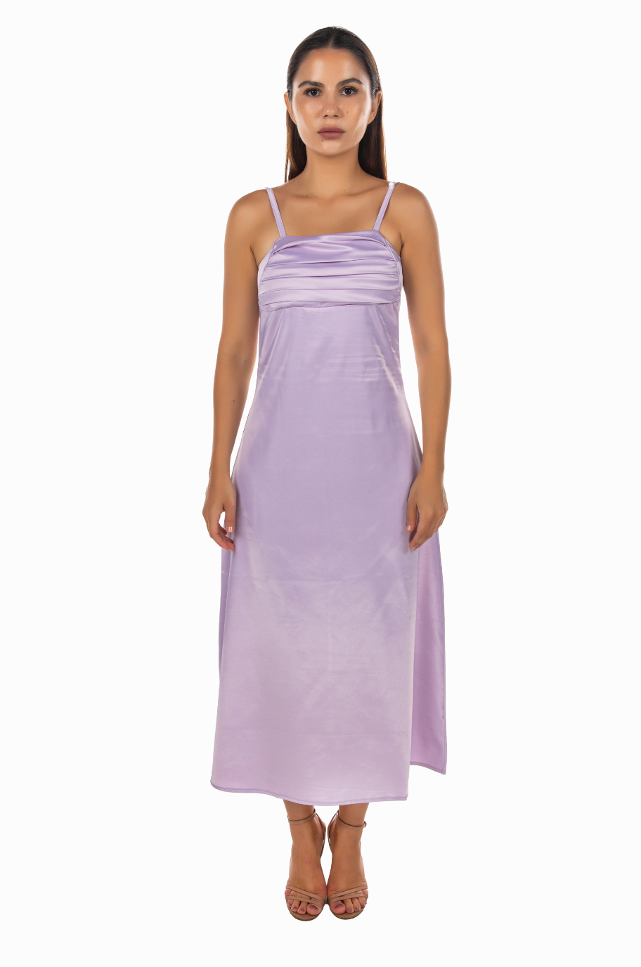 LILAC MAXI SLIT DRESS WITH DRAPE ROBE TIE BACK