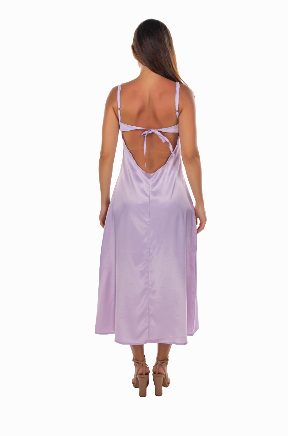 LILAC MAXI SLIT DRESS WITH DRAPE ROBE TIE BACK