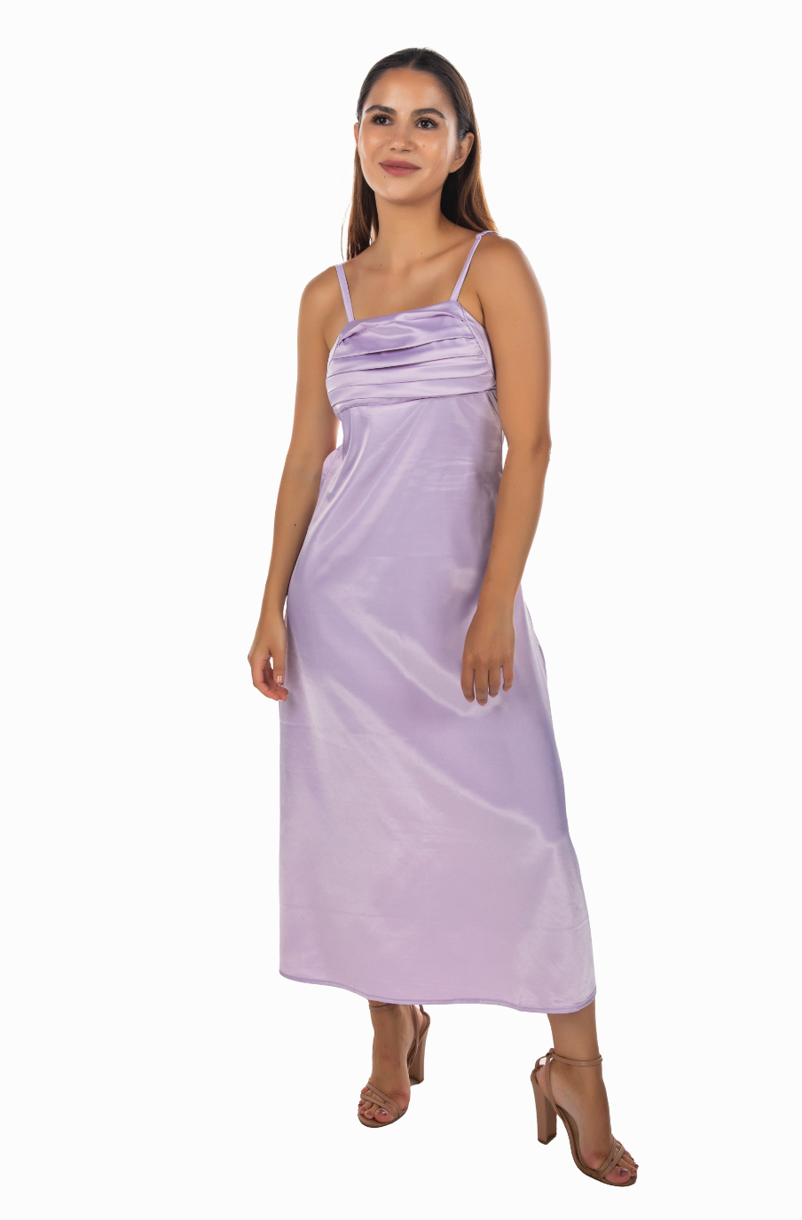 LILAC MAXI SLIT DRESS WITH DRAPE ROBE TIE BACK