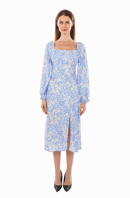 VISCOSE ELIZABETH DRESS IN BABY BLUE