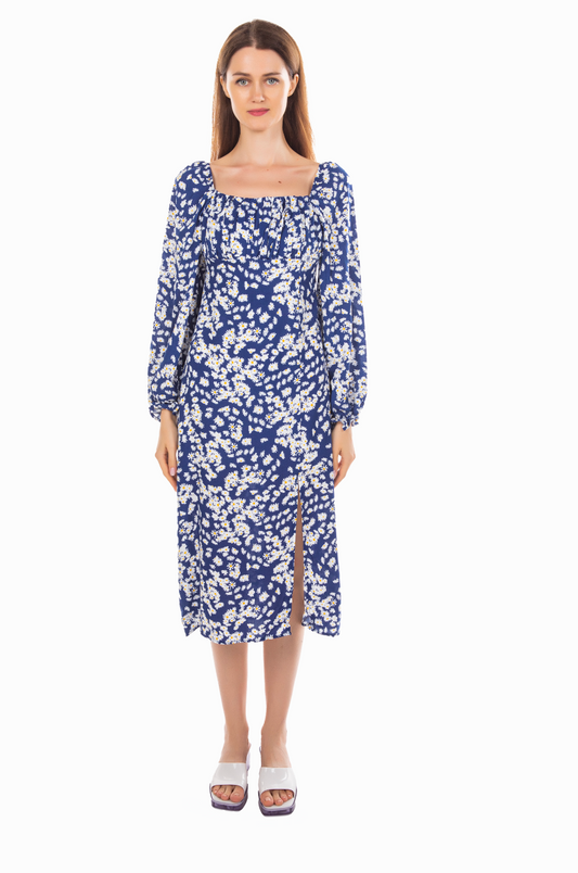 VISCOSE ELIZABETH DRESS IN NAVY