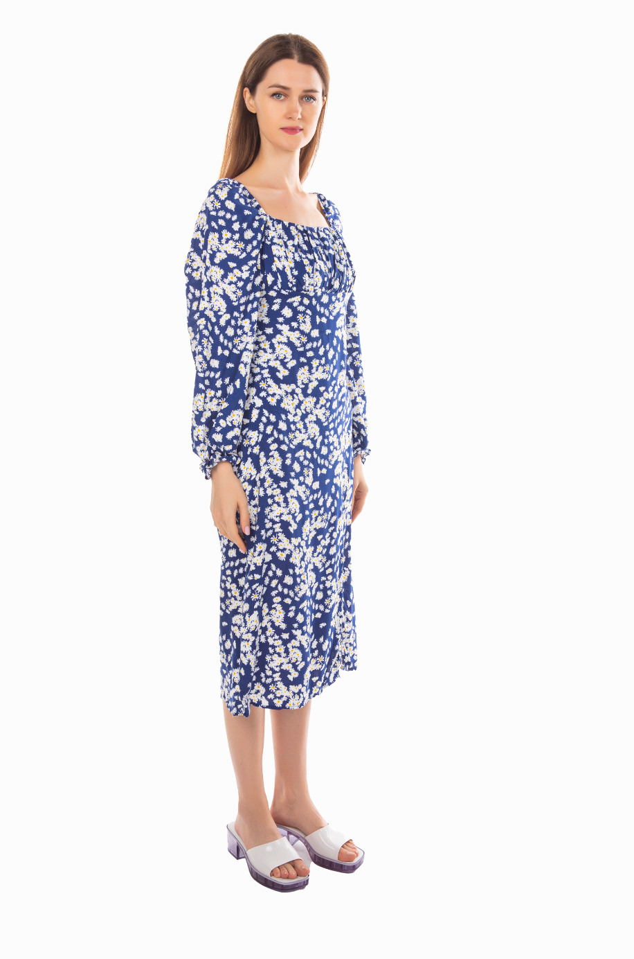 VISCOSE ELIZABETH DRESS IN NAVY