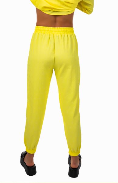 BUBBLE JACQUARD JACQUARED PANTS - YELLOW