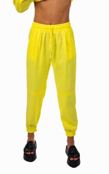 BUBBLE JACQUARD JACQUARED PANTS - YELLOW